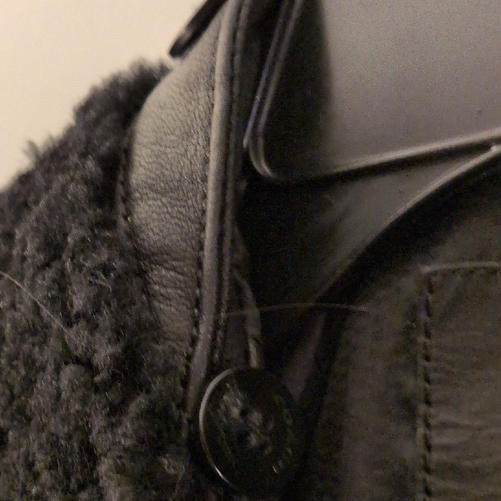 Coach Black Leather Bomber Jacket with Removable Shearling Collar- FREE SHIPPING - Picture 7 of 16